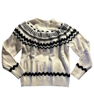 Merokeety White and Black Sweater Women's Size L